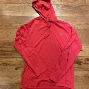Ralph Lauren Polo Long Sleeve Hooded T-Shirt in Red. Size Mens Medium.